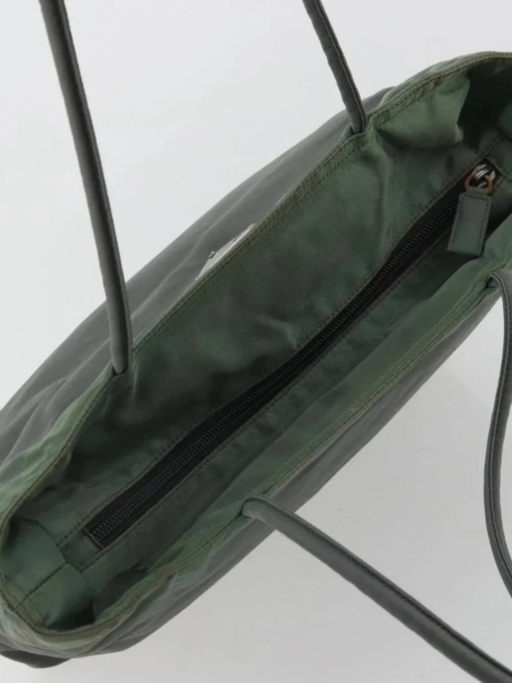 PRADA Tote Bag Nylon Green Silver Auth 175705